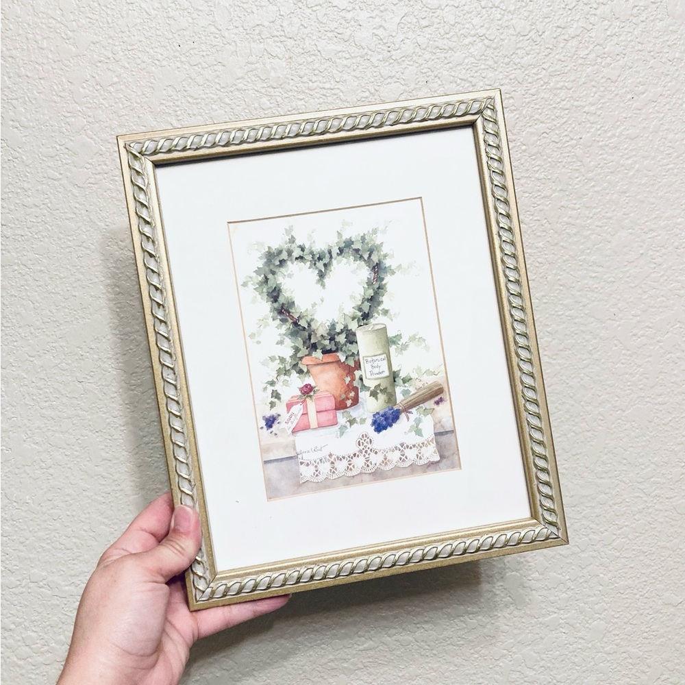 Gorgeous Annie Lapoint framed art Print Topiary Ivy Beauty Theme powder room